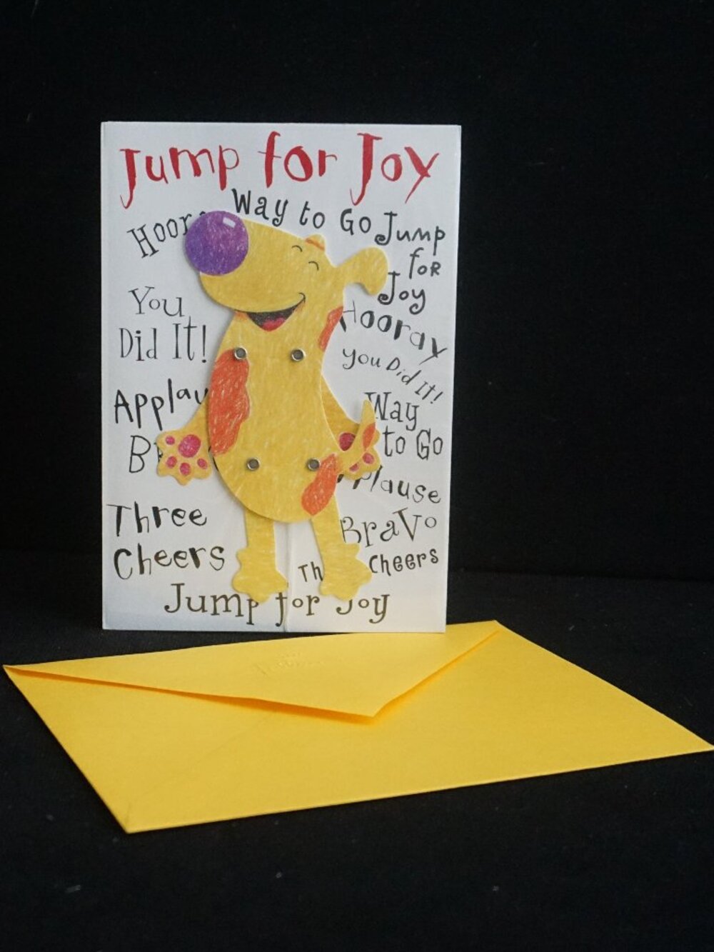 Hallmark Crown Jump for Joy Moveable Dog on Front Congrats You Did It Card